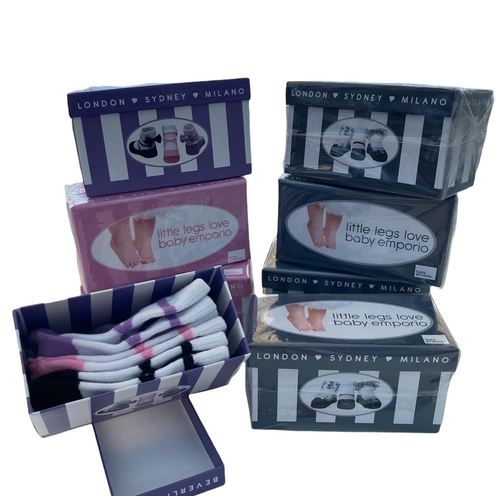 Baby Emporio 3 Pairs Of Baby Socks Size 0-9 In a Black Box Brand New - Picture 5 of 6